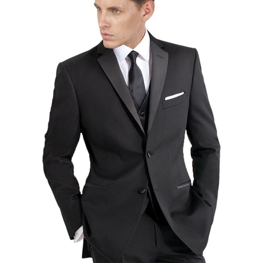 NWTGS MANTONI 100% Wool 2-Button Black Men's Tuxedo Suit 40S/34W /30